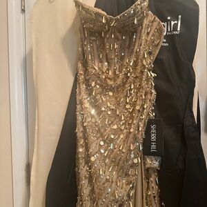 Sherri Hill Strapless Gold Sequin Women's Dress